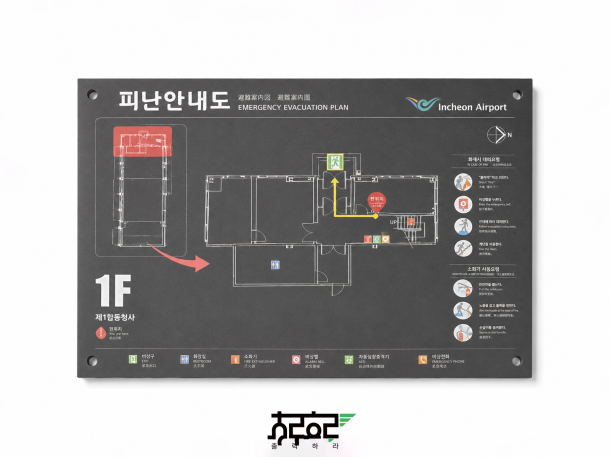 판재에 직접 인쇄하는 피난안내도 UV평판인쇄