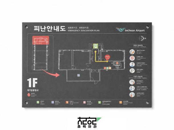 판재에 직접 인쇄하는 피난안내도 UV평판인쇄